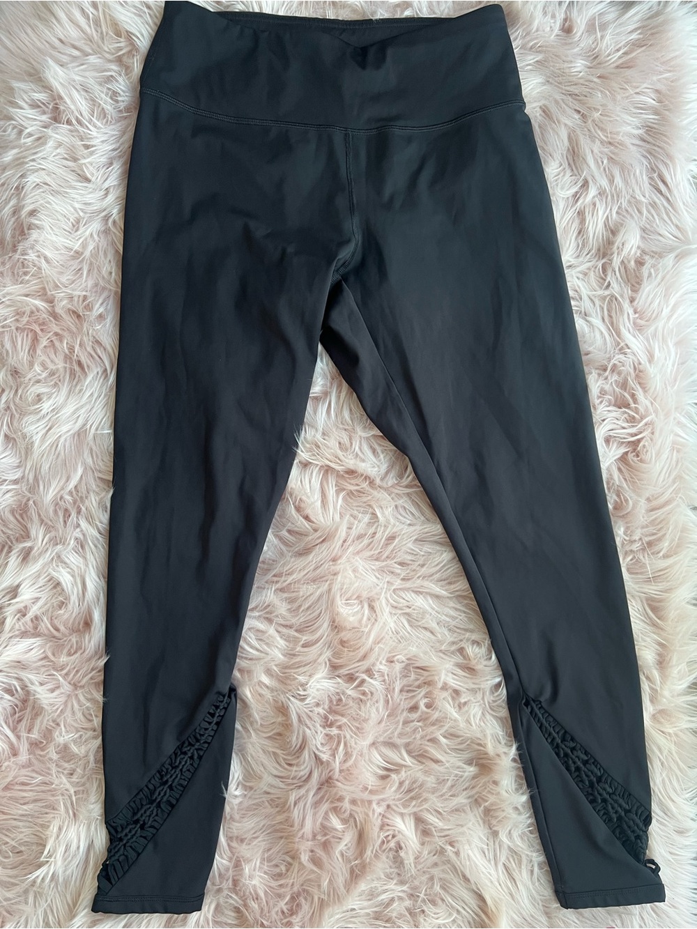 Plus Size Nola Black High-Waist Leggings with Ankle Ruching